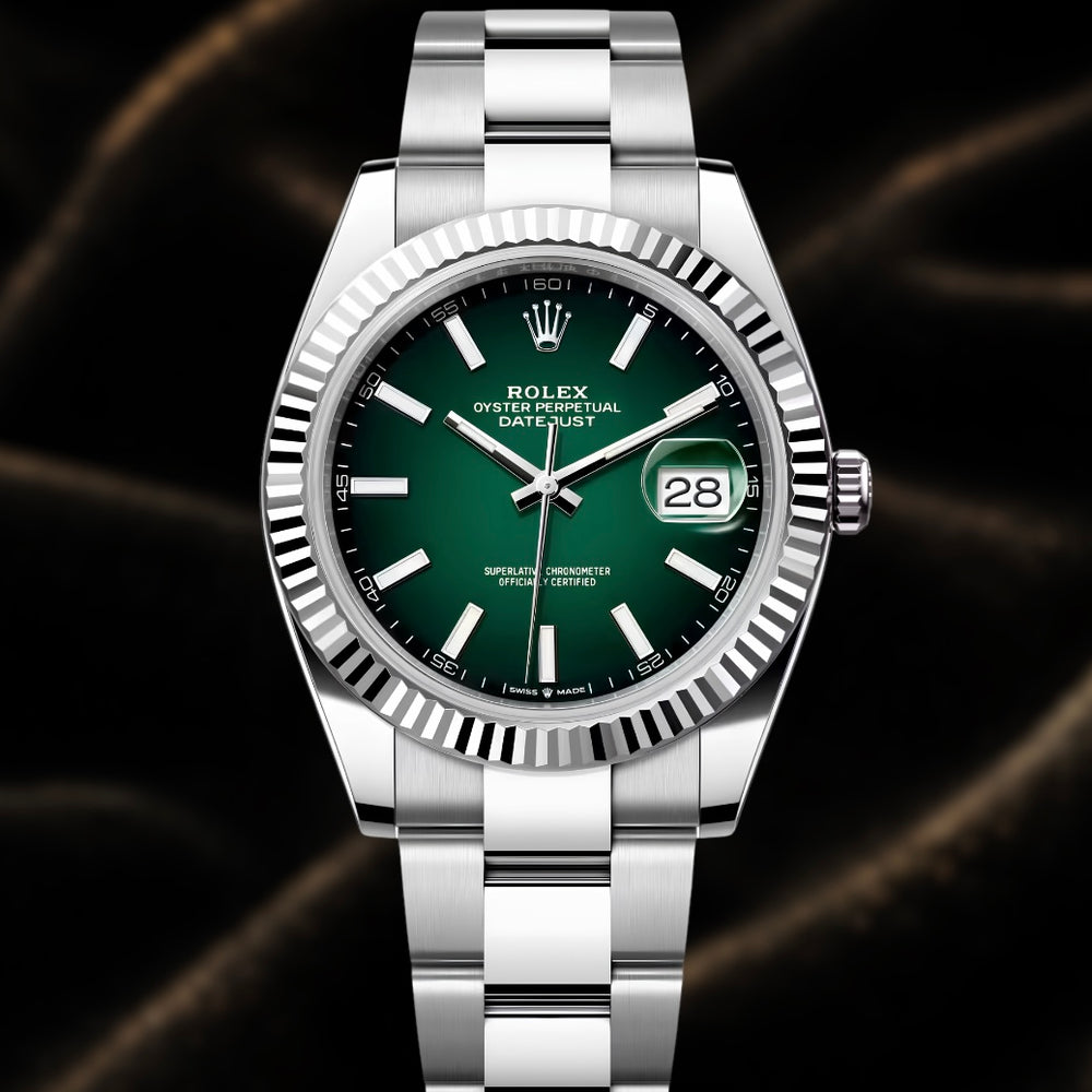 Rolex Datejust 41mm Reference 126334 Green Ombré Stick Dial