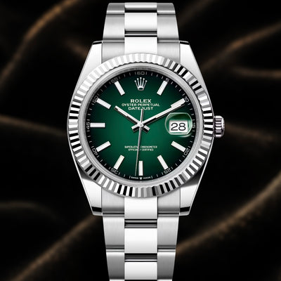 Rolex Datejust 41mm Reference 126334 Green Ombré Stick Dial