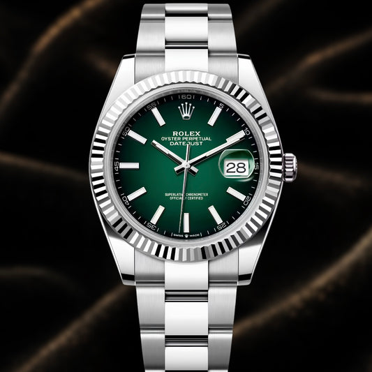 Rolex Datejust 41mm Reference 126334 Green Ombré Stick Dial